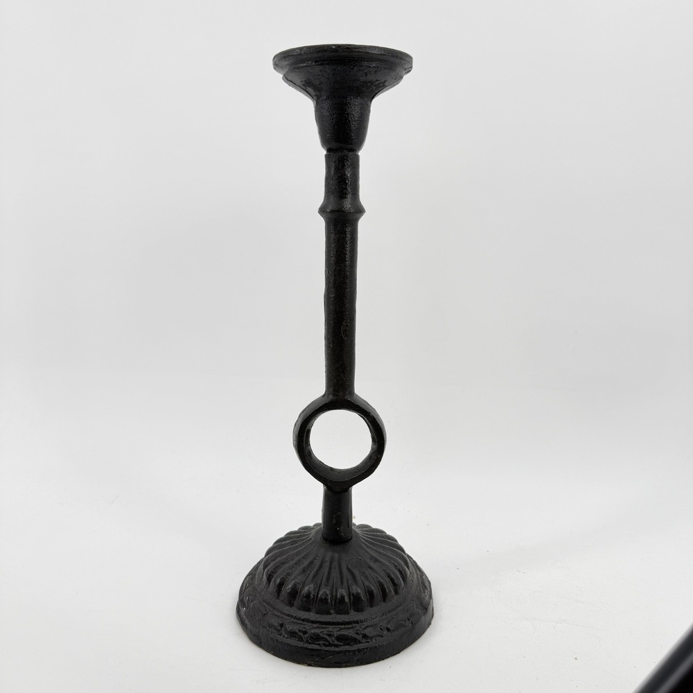 Pier One Cast Iron Candlestick Holder Home Decor OS Black Vintage Fluted Base